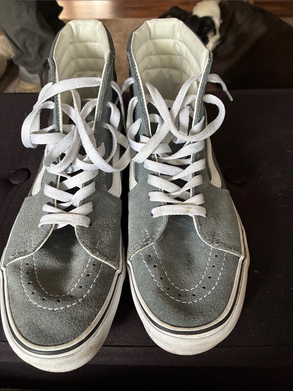 Vans Gray Suede High-Top Sneakers with White Laces